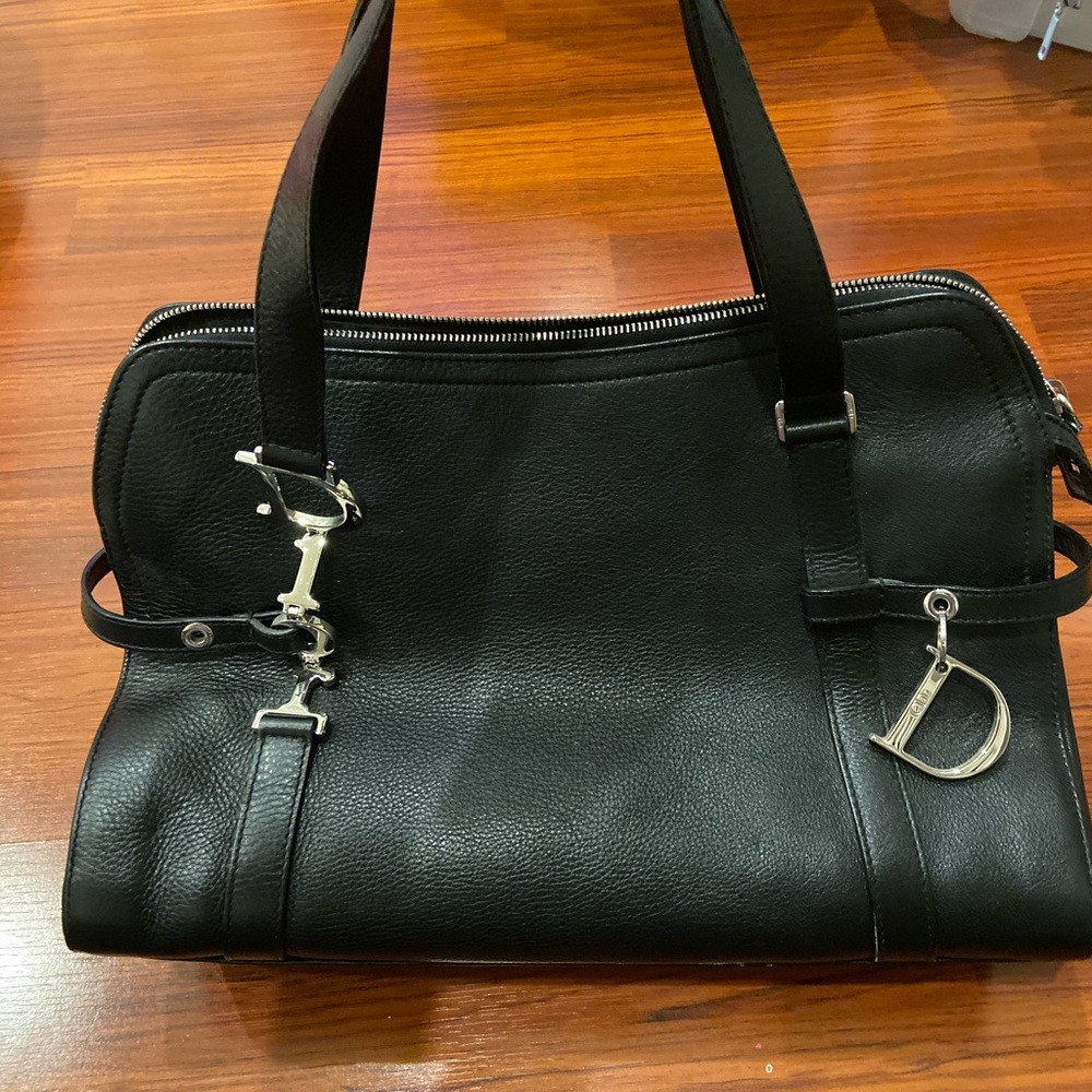 Dior black leather shoulder bag